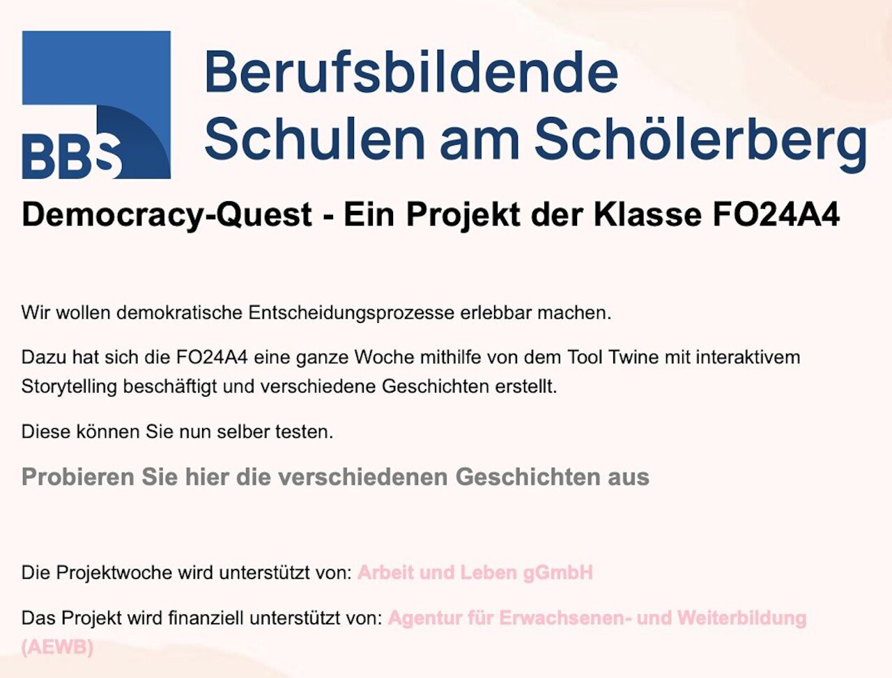 Projektwoche der Fachoberschule - entwickeltes Online-Spiel jetzt testen! Image 3